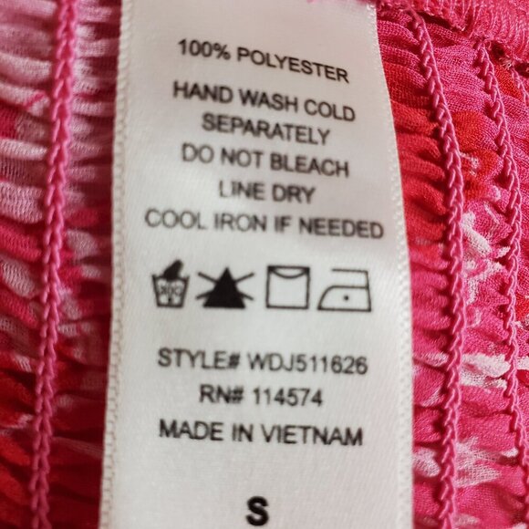 PLEIONE SZ S Pink/Orange Floral Ruched, Smocked Back Spring/Summer Sexy Blouse - Picture 10 of 10